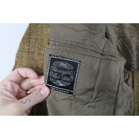 Vintage 70s Streetwear Mens 42L Wool Tweed Suit Coat Blazer Jacket Beige Plaid - Picture 12 of 16